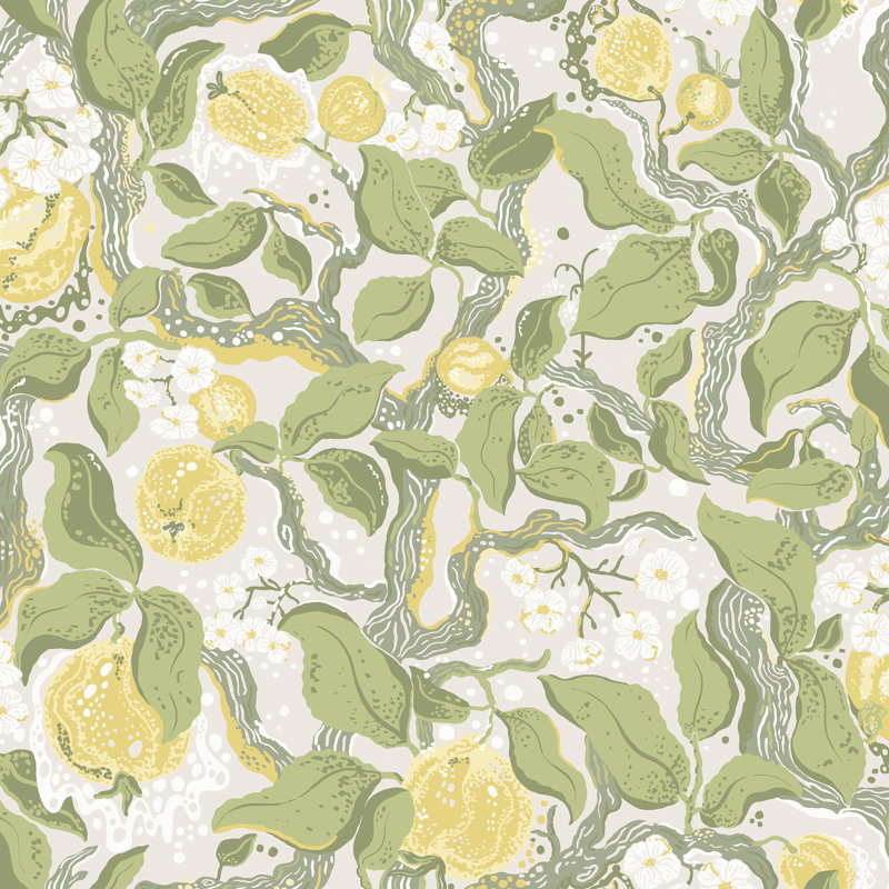 Fagring Matte Wallpaper Roll, Green/Yellow