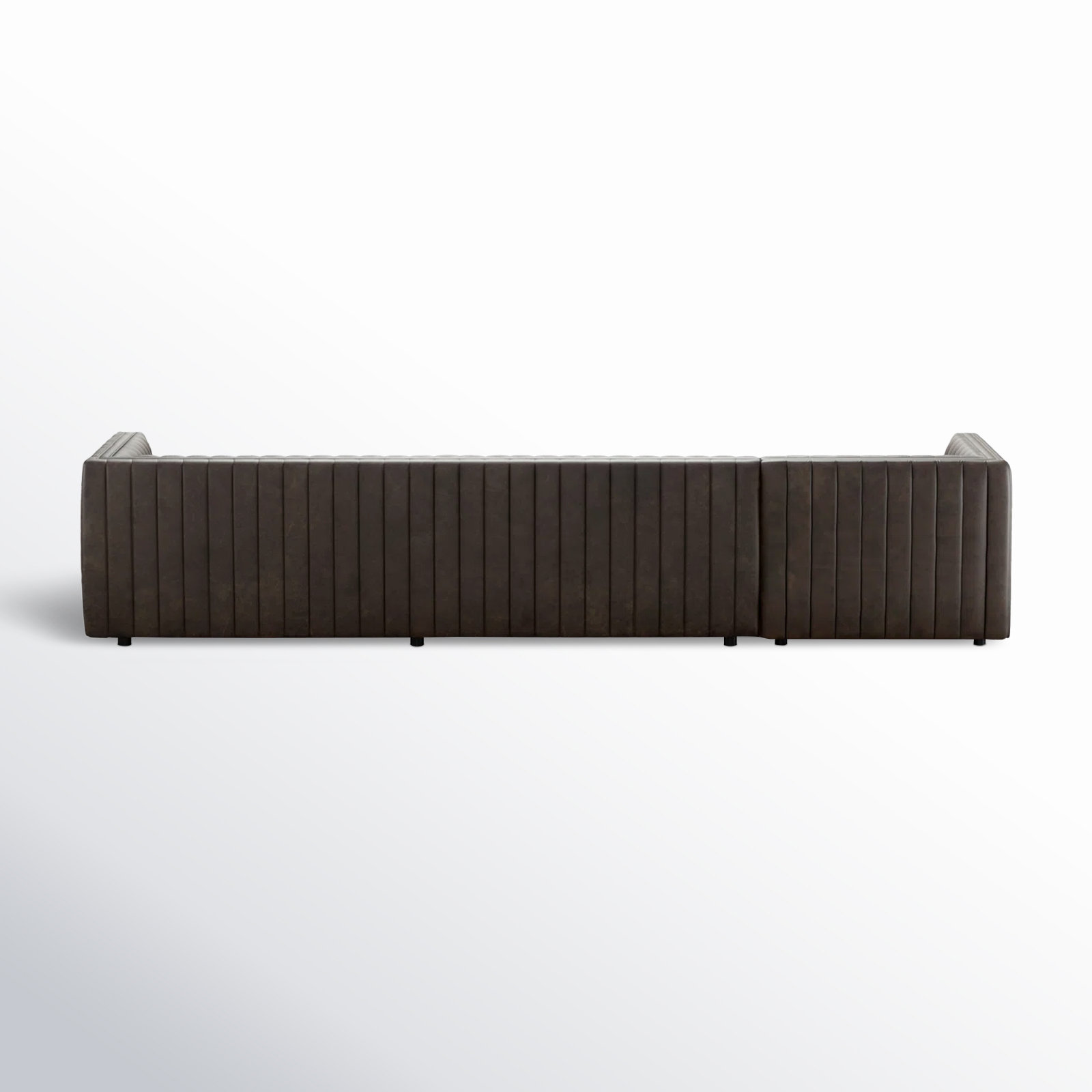 Brandt Upholstered Chaise L-Sectional, Deacon Wolf Genuine Leather, Left Hand Facing, 26.5" H x 126" W x 64" D