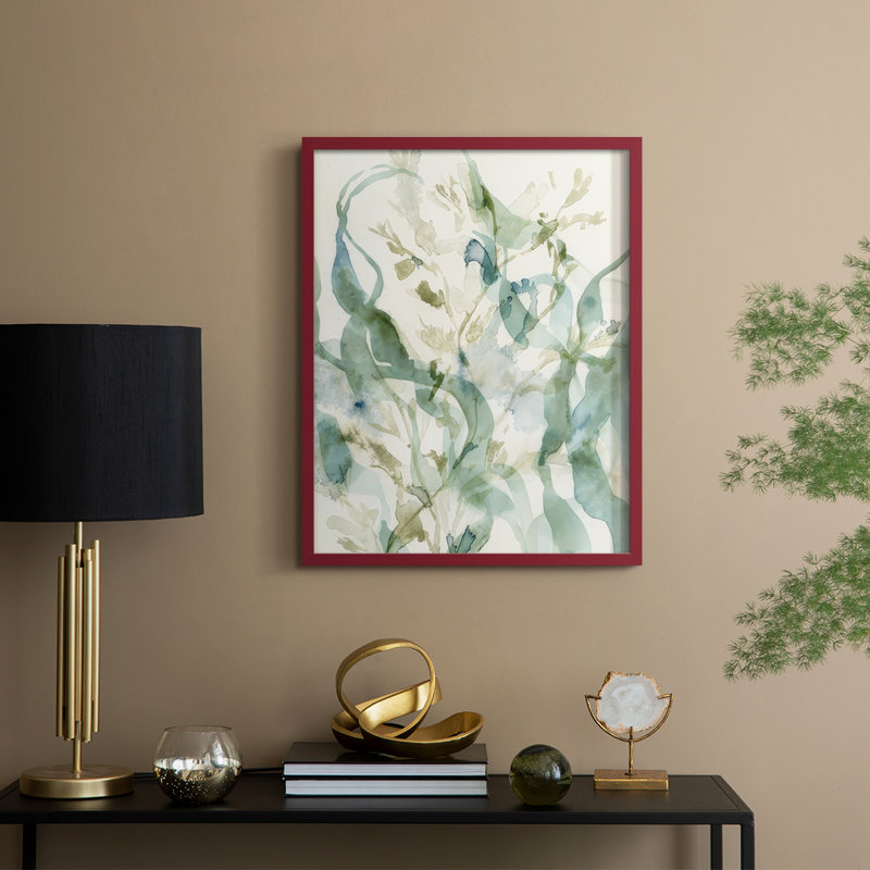 Underwater Botany II, reproduction encadrée - bois massif, H 21 po x l 17 po, Rouge