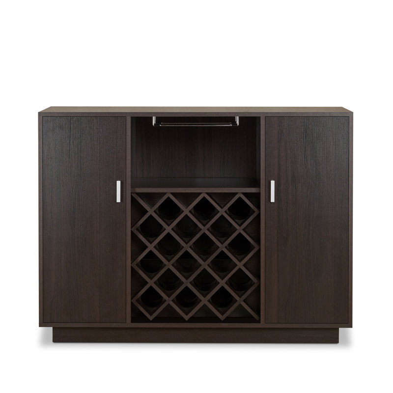 Espresso 2-Door Wine Cabinet with Stemware Rack