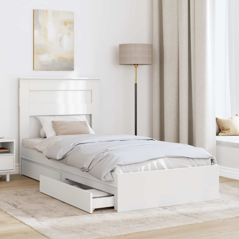  Bed Frame With Drawer Manual White 75 X 190 Cm Engineered Wood, Small Single (2'6), White
