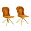Ensemble de deux chaises d'appoint en velours orange et or-1837839957