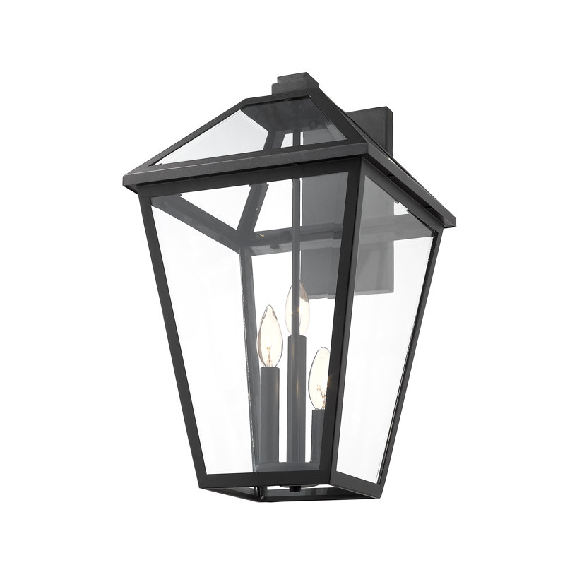 Lanterne murale d’extérieur 3 lumières Lefler, Noir, Biseauté, H 17,5 po x l 10 po x p 11 po