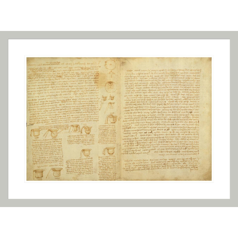 «A page from the Codex Chester» par Leonardo da Vinci, impression giclée encadrée, H 21,82 po x l 29,5 po