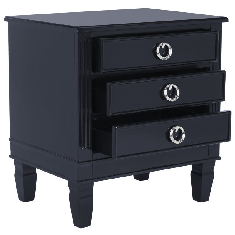 Aonesty 24'' W Solid Wood Nightstand, Navy