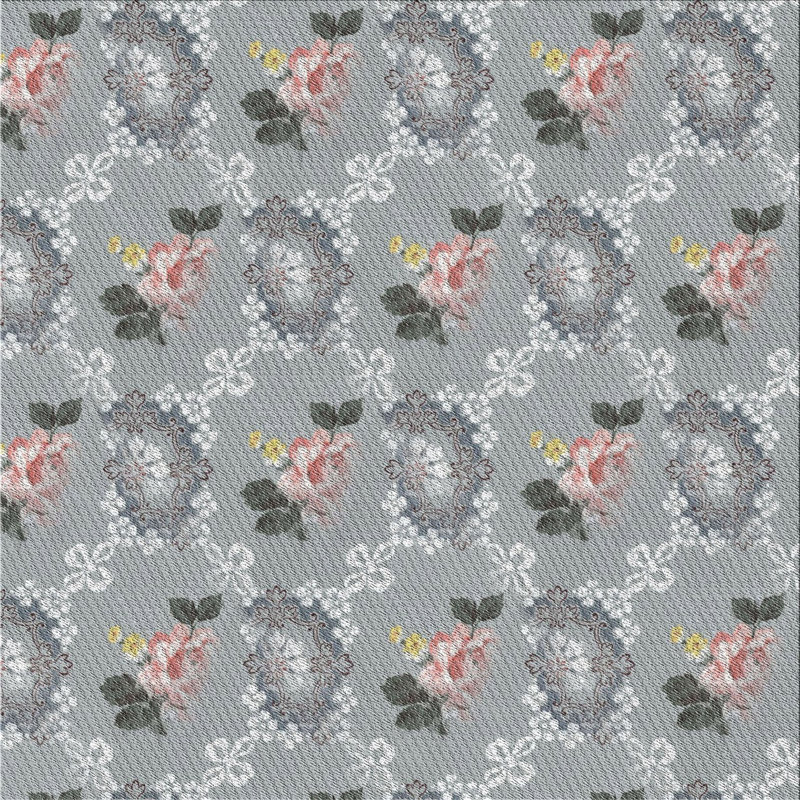 Tapis floral gris Iram, Carré 7 pi