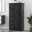 Armoire de rangement haute et large avec portes pour salle de bain / bureau, trois tiroirs, noir-1747776099