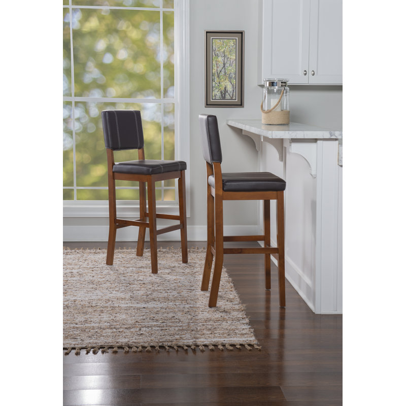 Upholstered Counter Stool with Solid Wood Frame, Bar Stool (30" Seat Height), Dark Brown