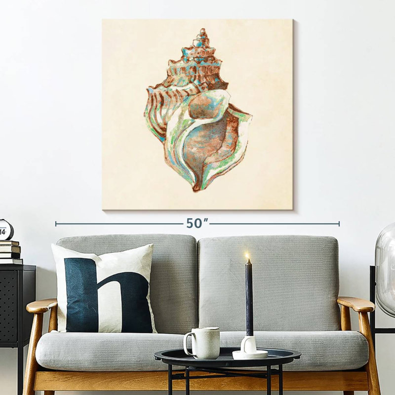 Aletra Coastal Teal Seashell I, 33" H x 33" W
