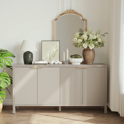 Buffet buffet, armoire de rangement 59 po avec rangement, armoire moderne en bois, armoire de rangement avec 4 portes et tablettes réglables pour le salon, la salle à manger, la cuisine et le vestibule