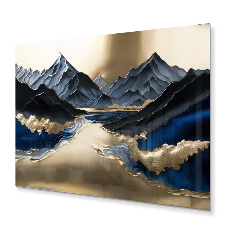 Golden Mountains and River - impression sans cadre, H 24 po x l 32 po x P 1 po