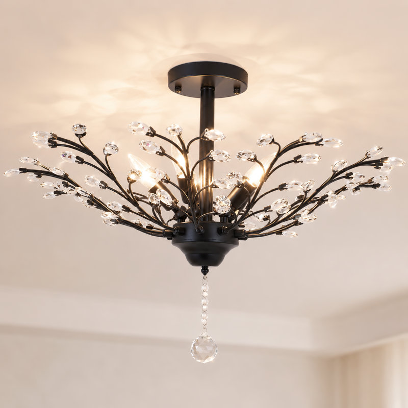 5 - Light Dimmable Classic / Traditional Chandelier, Matte Black