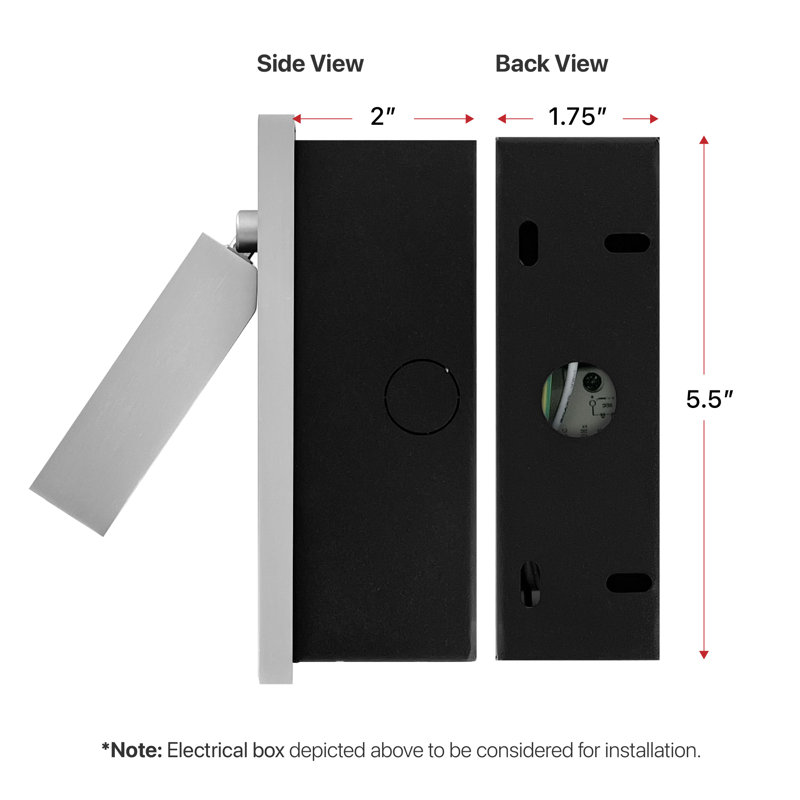 Integrated LED Reading Sconce with Adjustable Head, Silver