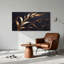 Feuilles métalliques dorées et bronze sur fond sombre, tableau sur toile-1792879038