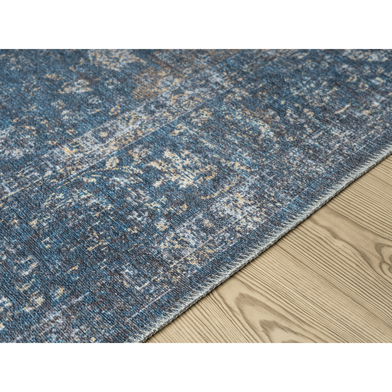 Tapis bleu marine lavable Kensington, Rectangle 2 pi 7 po x 7 pi 3 po