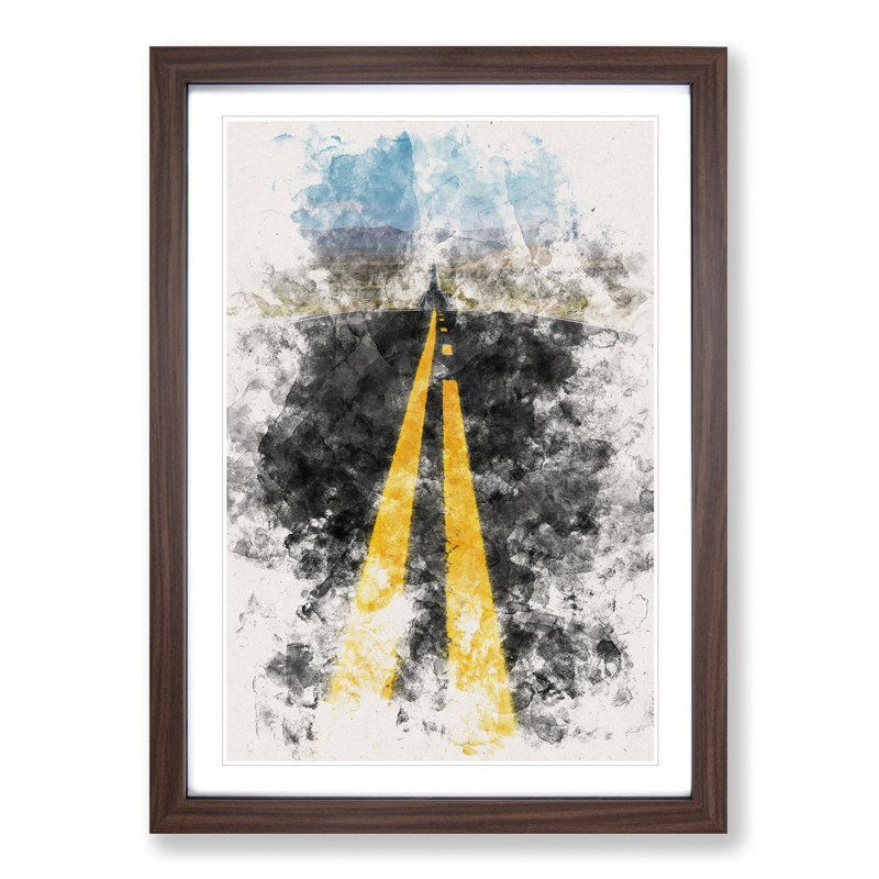 Horizon Of Nevada Watercolour - Picture Frame Graphic Art, 45cm H x 33cm W x 2cm D, Walnut Framed
