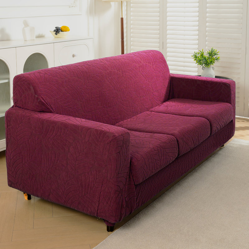 Housse de canapé en jacquard extensible 4 pièces, housse pour canapé pour 3 coussins, protecteur de meubles lavable à la machine