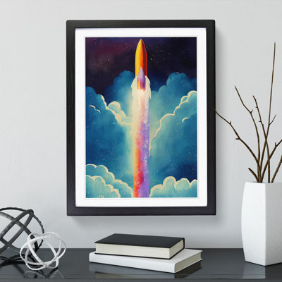Spaceship Rocket In Flight No.2 Framed Print