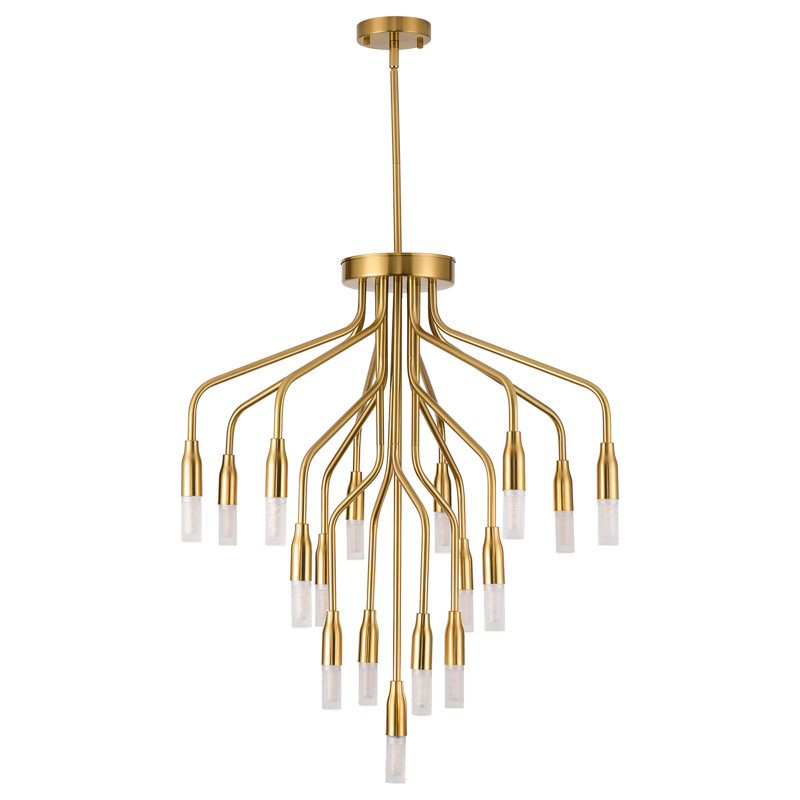 Lustre linéaire doré 17 lumières, plafonnier pour salle à manger de salon, Doré