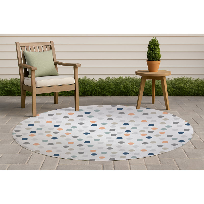 Tapis d'extérieur antidérapant Always Polka, Rond 5 pi