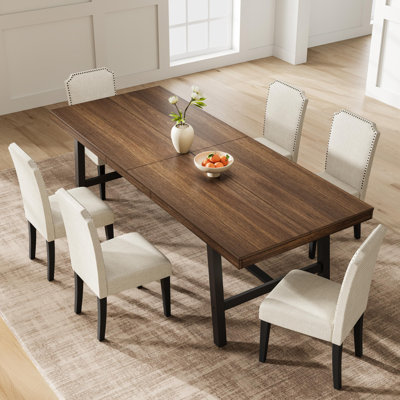 Industrial Rectangular Dining Table – Extra Large 87'' Table for 8-10 – Heavy Duty Metal Frame – Wood Top – Modern for Kitchen, Dining Room, Office, o