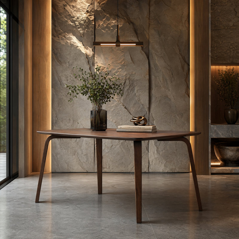 Solid Wood Base Dining Table, Walnut