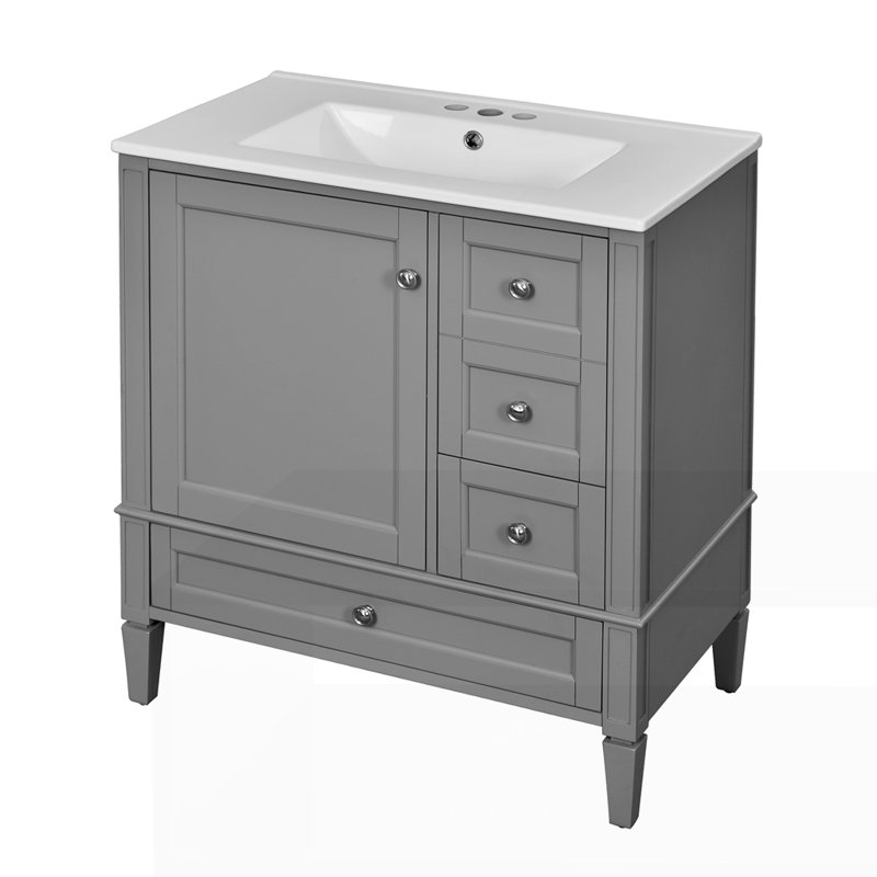 Meuble-lavabo 30 po avec lavabo en céramique, Noir