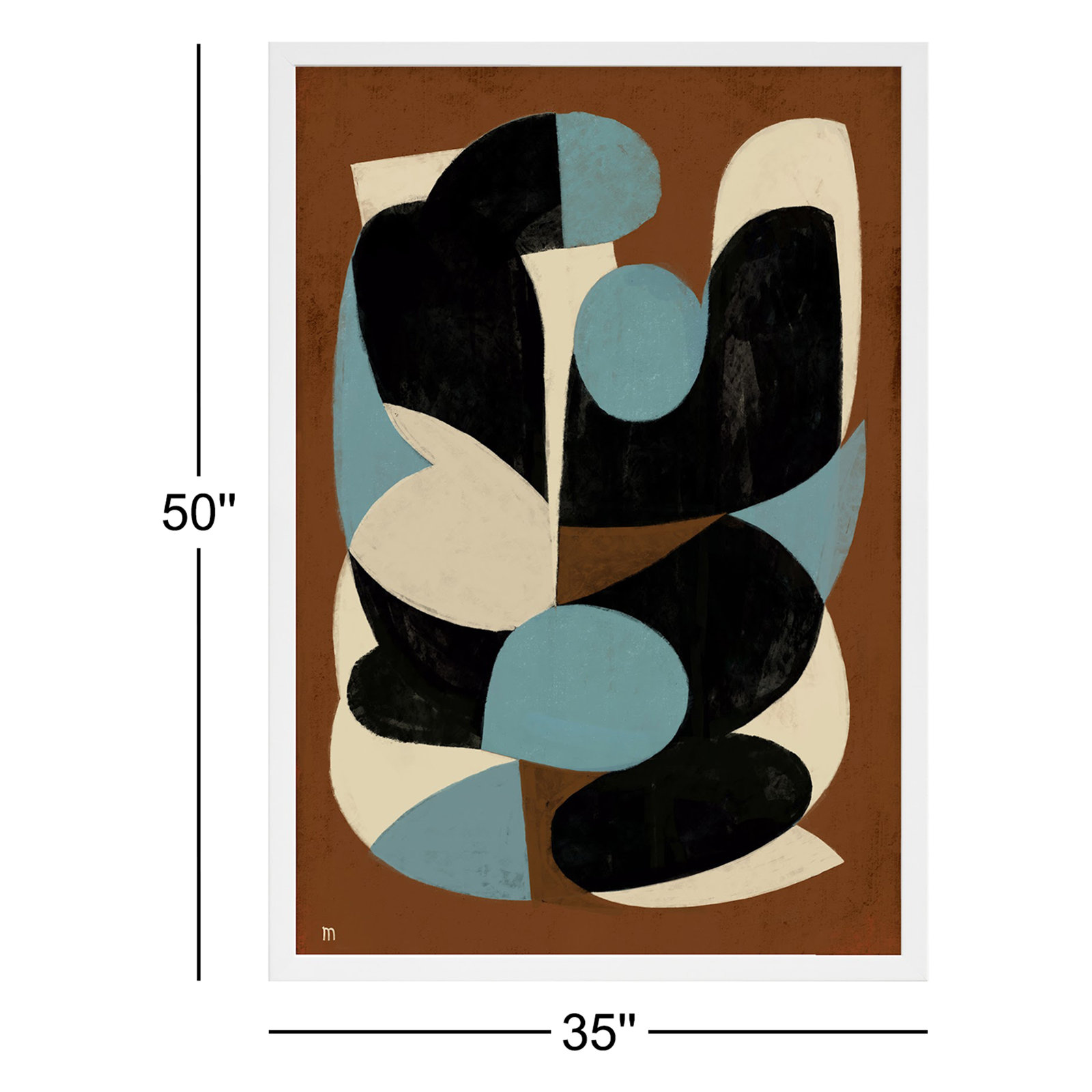 So What Painting, 50" H x 35" W x 1.25" D, White Framed