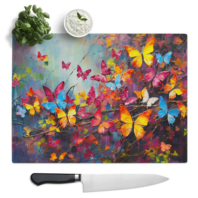 Butterfly Impressionism No.2  Glass Chopping Board