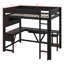 Lit mezzanine moderne en bois pleine grandeur avec bureau intégré, station de charge, lumière DEL, tablette de rangement, organisateur en tissu et rails de sécurité-91081905