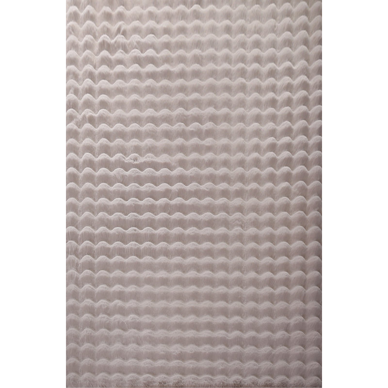 Solid Colour Knitted Area Rug, Beige, Rectangle 60 x 100 cm