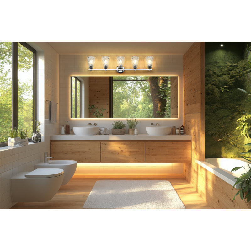 Meuble-lavabo chromé 5 lumières Andree, Chrome chrome, H 9 po x l 40 po x P 6,25 po, 5 lumières