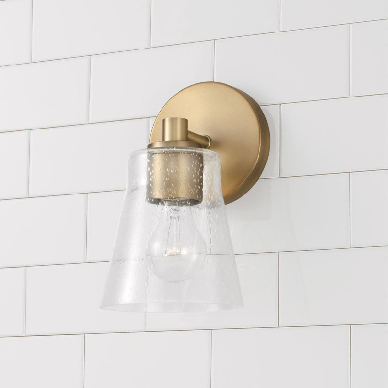 Steel Armed Sconce, Aged Brass