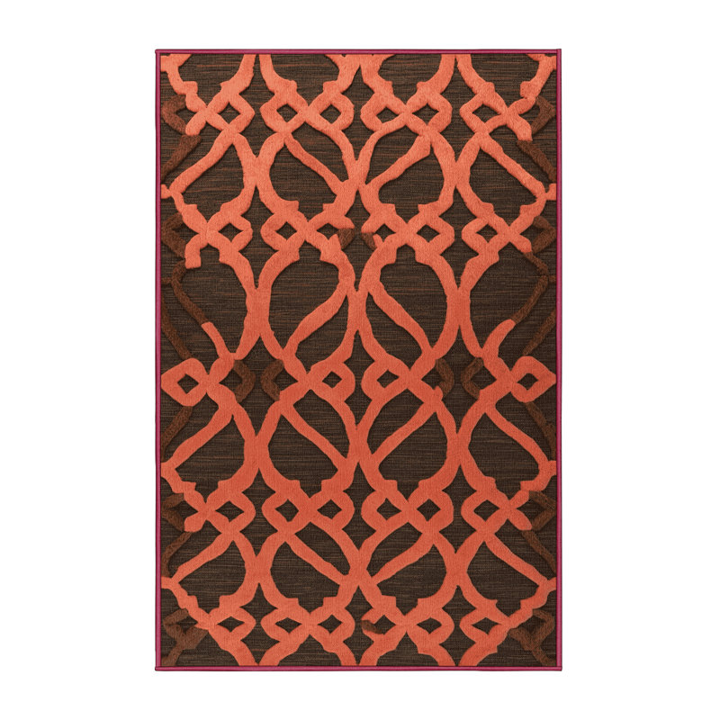 Tapis brun treillis lavable à la machine, Rectangle 7 pi x 9 pi