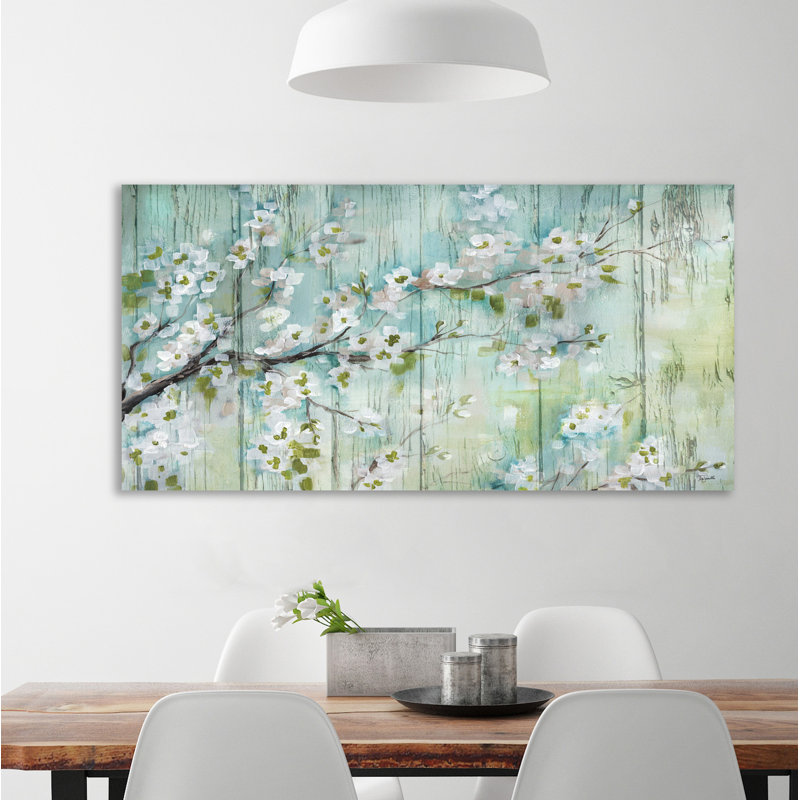 Barnwood Cherry Blossoms by Tre Sorelle Studios - Wrapped Canvas Print, 91.44cm H x 45.72cm W
