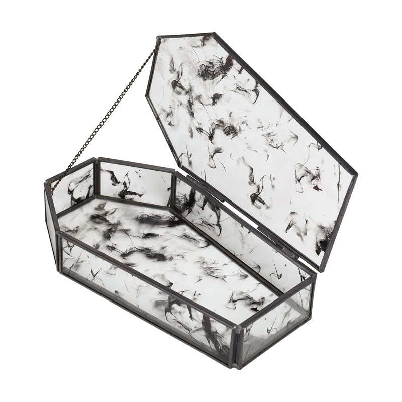 Ornement en forme de cercueil d'Halloween en verre - vitrine effrayante pour petits bibelots, bonbons et gothique - décoration à thème