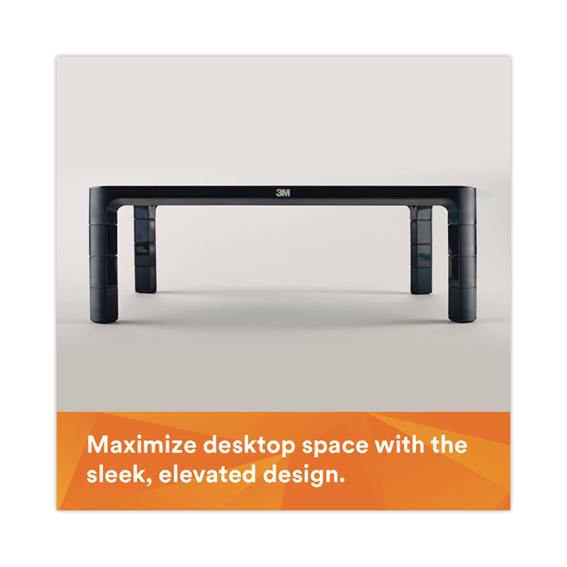 Adjustable Black Plastic Monitor Stand with Height Adjustment