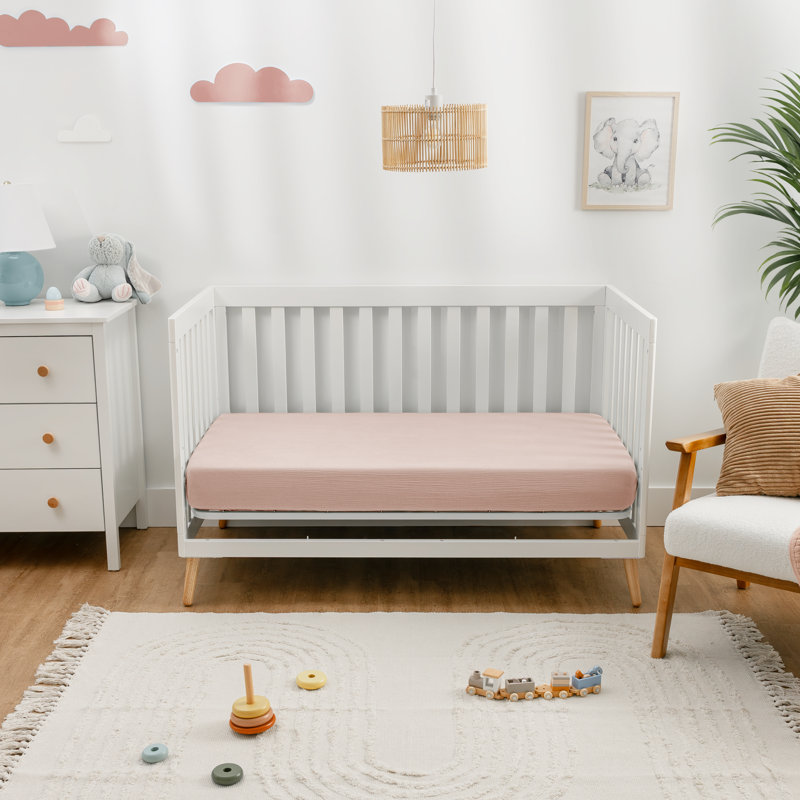 Comfy Cubs 100% Muslin Cotton Fitted Crib Sheet - Soft, Standard & Breathable Crib Sheets - Snug Fit, Secure Elastic for Boys & Girls