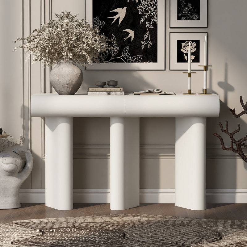 Table d'entrée géométrique en MDF compacte et peu encombrante, solution de couloir blanche élégante