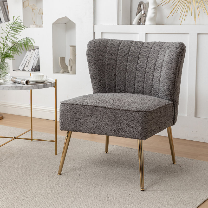 Chaise d'appoint rembourrée Kyshawna, Boucle gris