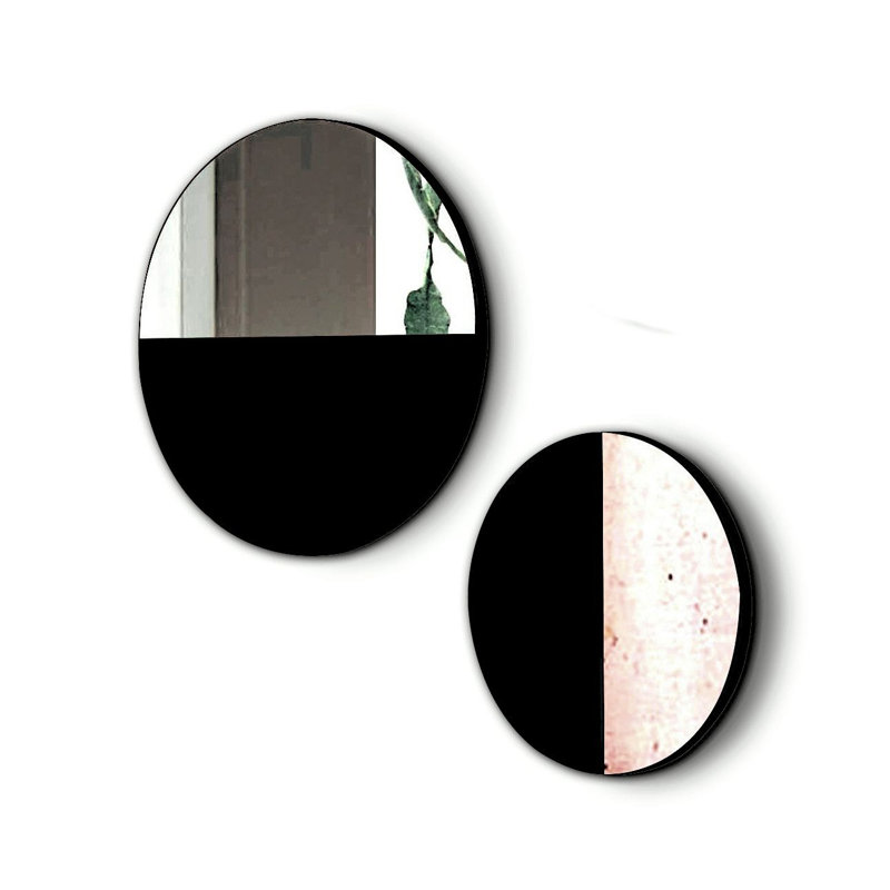 Fu Flat Wall Mirror, Black