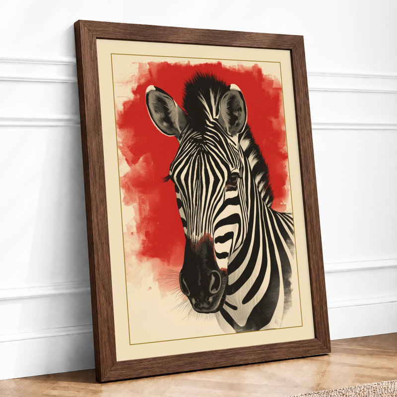 Zebra Head Study Modern - Print, Walnut, A3 - 42.0 x 29.7 cm