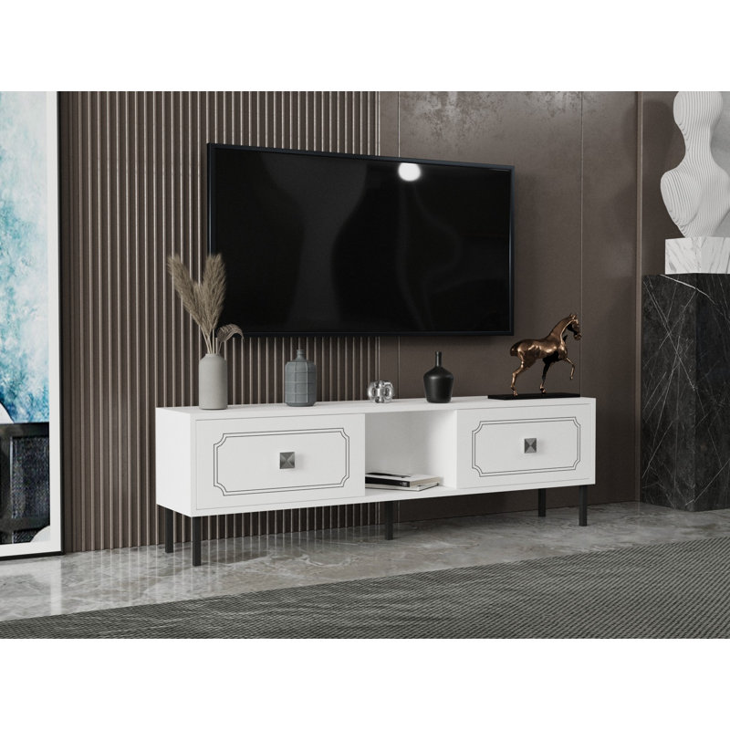 Keikei Unfinished TV Stand for TVs up to 60", Chrome