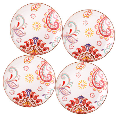 Dutch Wax 8" Salad Plate Set Paisley Floral Set