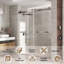 Porte de douche coulissante double 56-60 "x 76" en nickel brossé, verre trempé sans cadre 3/8 "-126410676
