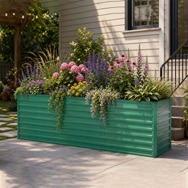 Raised Garden Bed Kit - Large Outdoor Planter Box for Veggies, Fruits, Herbs, 7.8x2.6x2.6FT, Green