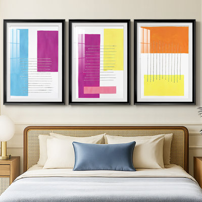 Modulation I -Custom Framed Premium Print W Matt - 3 Pieces