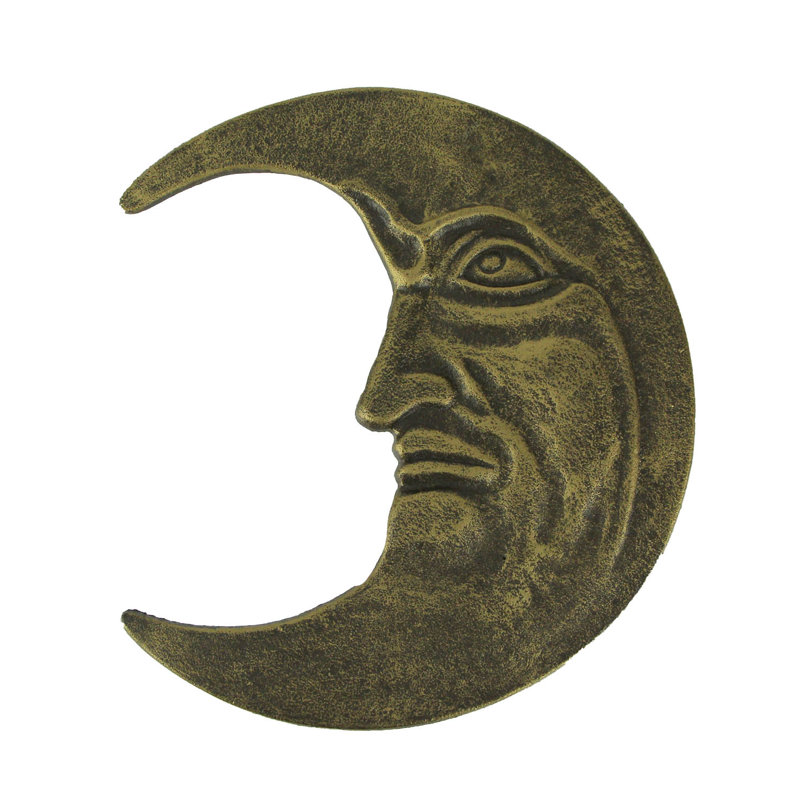 Sculpture murale rétro en fonte céleste en bronze antique - H 11,75 po x L 10,5 po x l 0,75 po