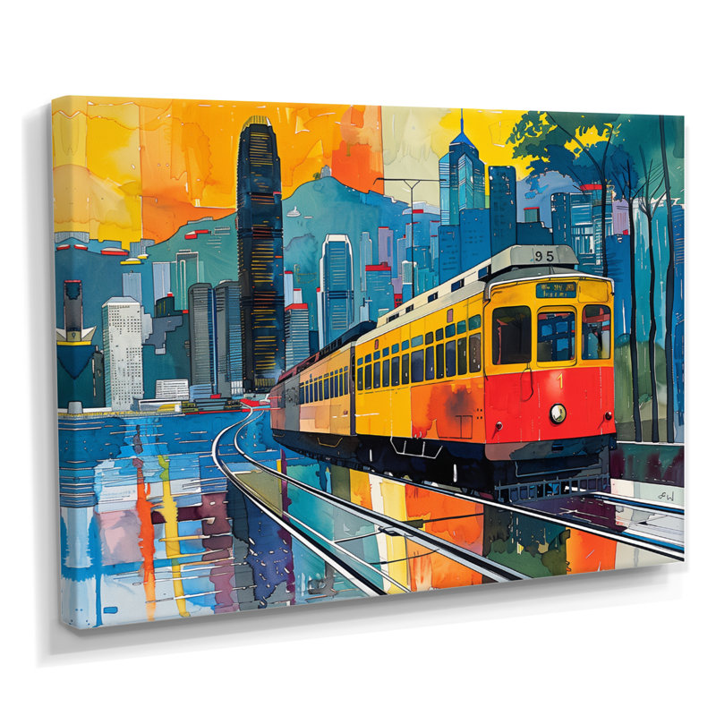 Train to hong kong Pop Art II - art mural hong kong, Toile tendue, H 12 po x l 20 po x P 1 po