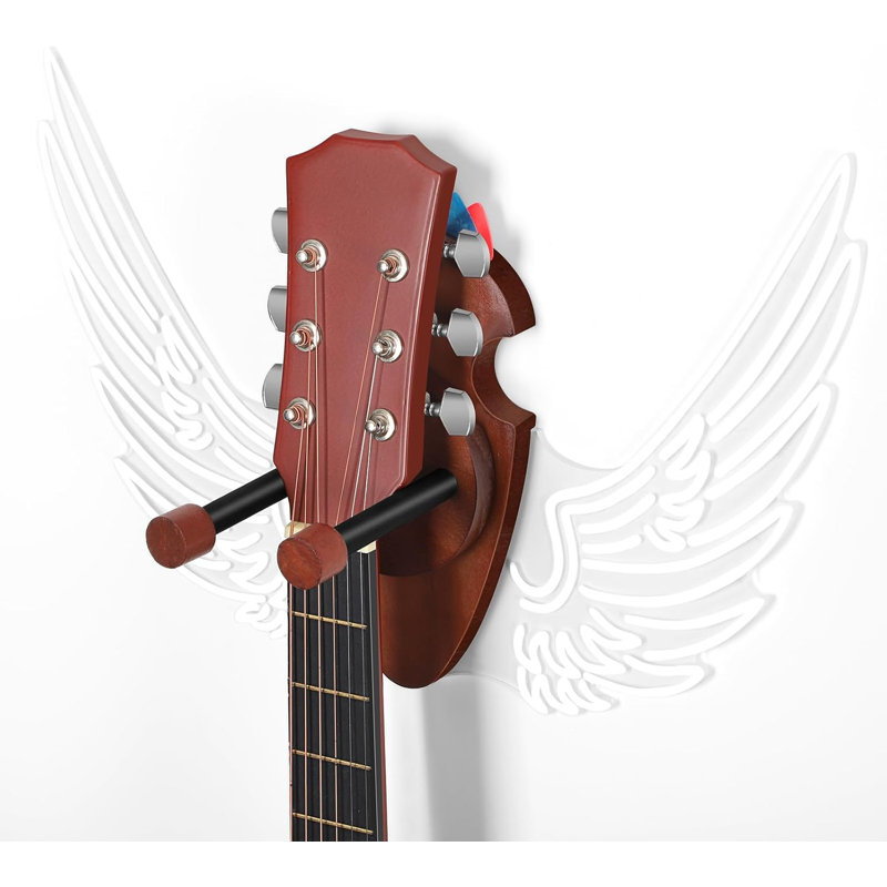 Support mural pour guitare, support de cintre en bois avec cran de rangement, conception d'aile lumineuse en acrylique pour mandoline de basse acoustique / électrique, 16,9 x 11 po